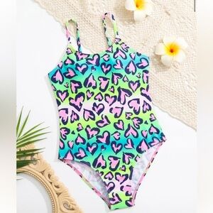 Colorful Heart Pattern Swimsuit